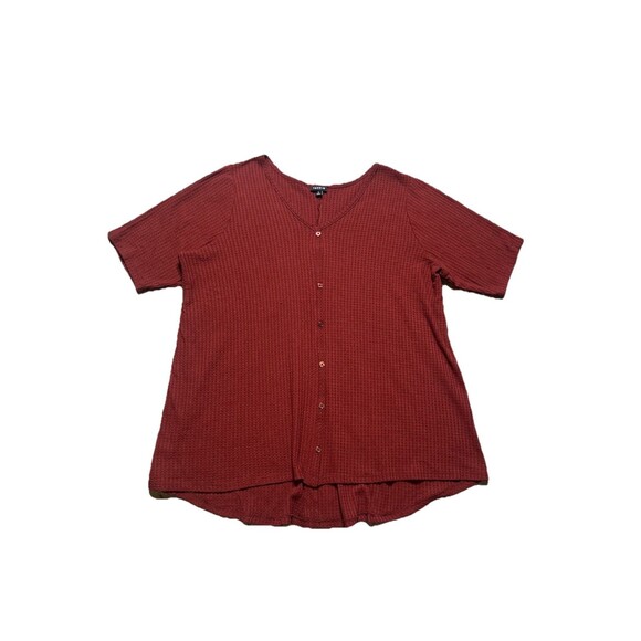 Torrid Hilo Tee Womens 3X Tunic Waffle Knit V Neck Faux Button Top - Picture 1 of 6
